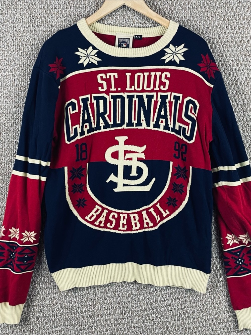 St Louis Cardinals Cooperstown Collection Sweater Men’s Large MLB Red T242